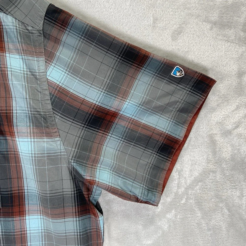 KUHL Shirt men's XL Button Up Response Short Sleeve Plaid Casual Outdoor *READ* - Picture 8 of 12